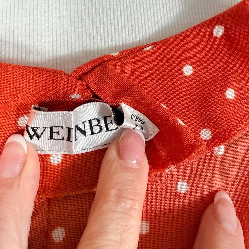 Weinberg Paris Skirt Suit Vintage Red White‎ Polka Dot Short Sleeve Blazer Set